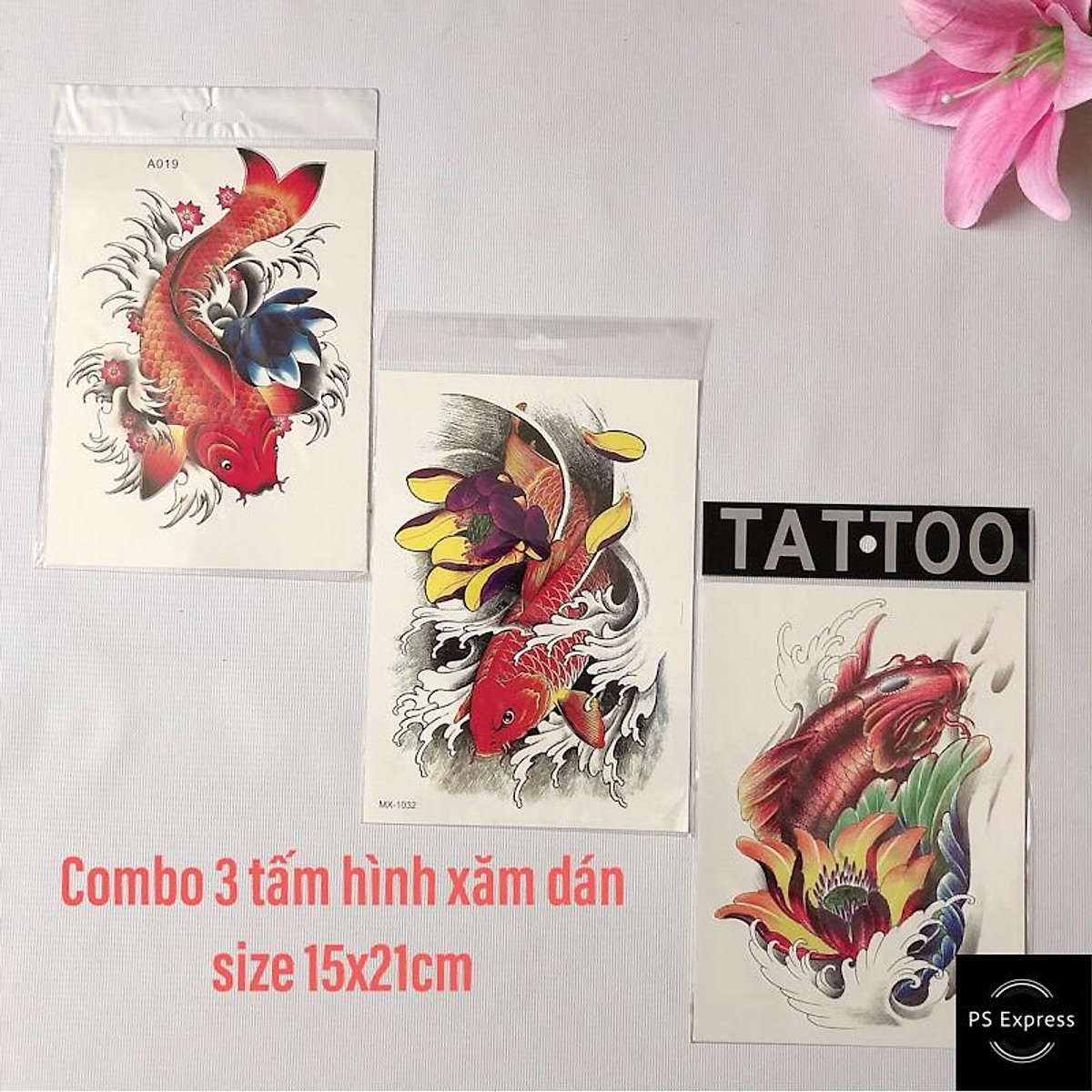 Mua Combo 3 Tấm Hình Xăm Dán Tattoo Cao Cấp 15X21Cm Cá Chép Tuyệt Đẹp A019  (Tặng 1 Hình Xăm Dán Đẹp) Tại Mtpshop | Tiki