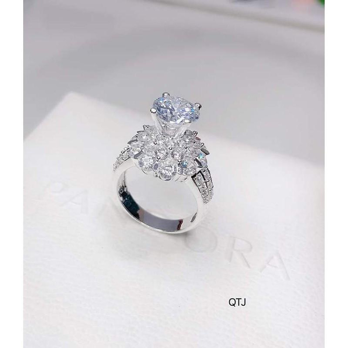 Nhẫn bạc ý đá cao sáng đẹp như Kim cương,thiết kế Sang chảnh hiện ...