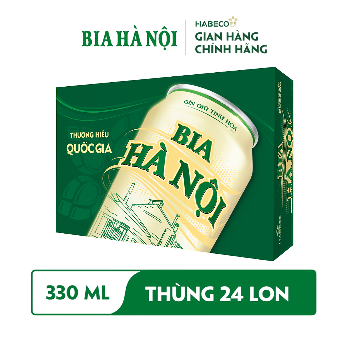 Bia Hà Nội Nhãn Xanh - Thùng 24 lon 330ml