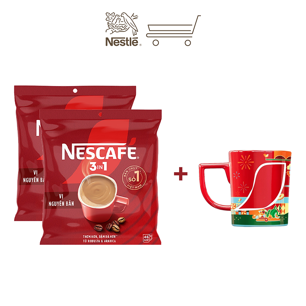 Combo 2 Bịch NESCAFE 3IN1 Công thức cải tiến - VỊ NGUYÊN BẢN Bịch 46 gói