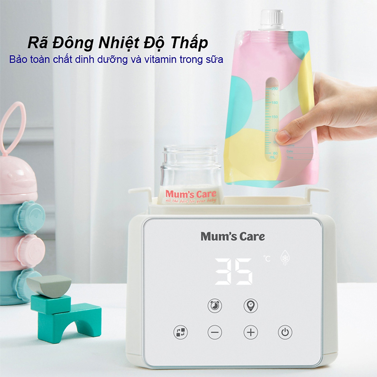 Máy Hâm Sữa - Tiệt Trùng Bình Sữa Đa Năng Mum's Care Smarlov Màu Trắng và Hồng Pastel (Bảo Hành 24 Tháng, 1 Đổi 1)