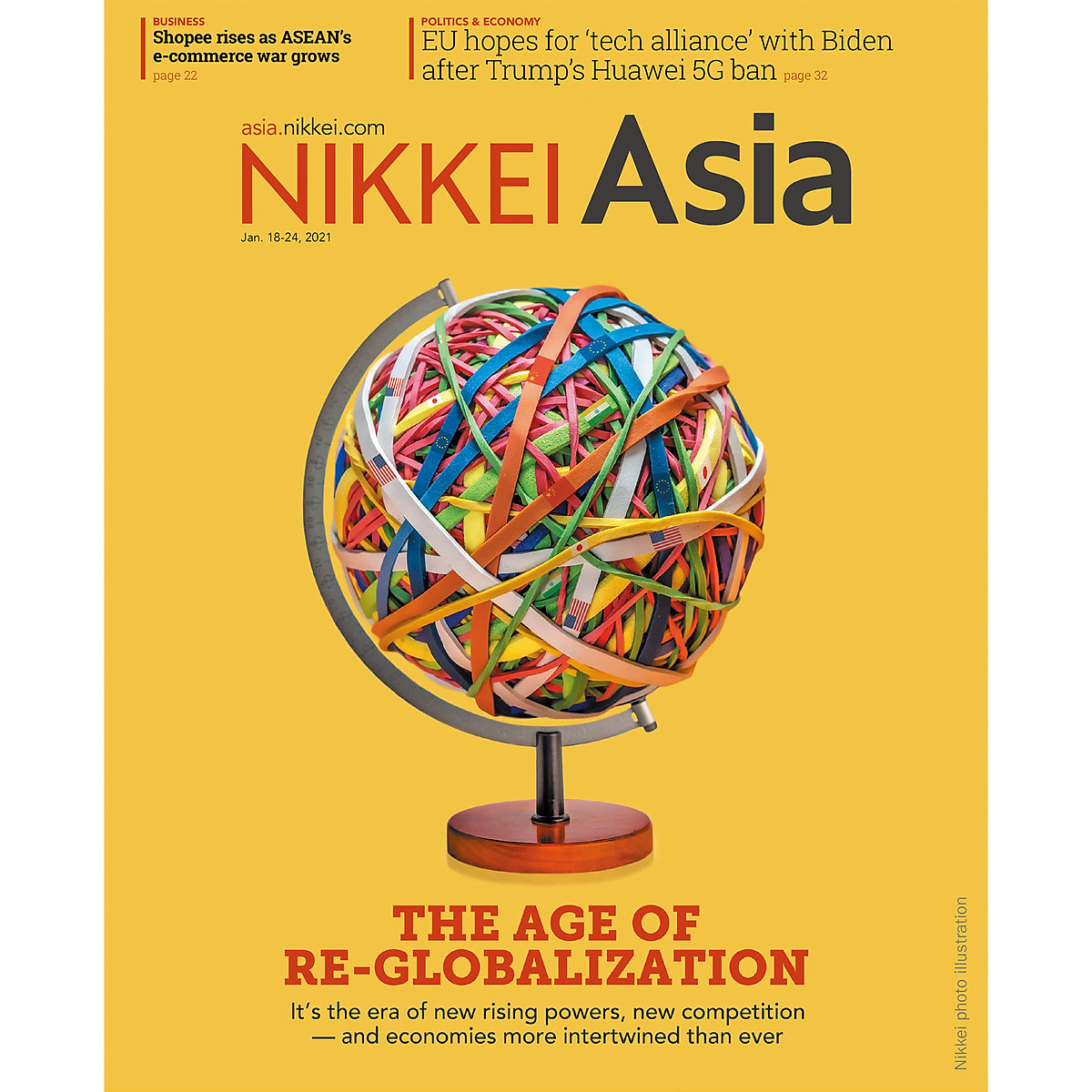 Nikkei Asian Review: Nikkei Asia - 2021: THE AGE OF RE - GLOBALIZATION - 3.20, tạp chí kinh tế nước ngoài, nhập khẩu từ Singapore