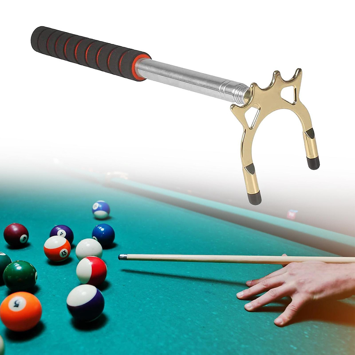 Billiards Cue Stick Bridge with Removable Bridge Head Pool Bridge Stick