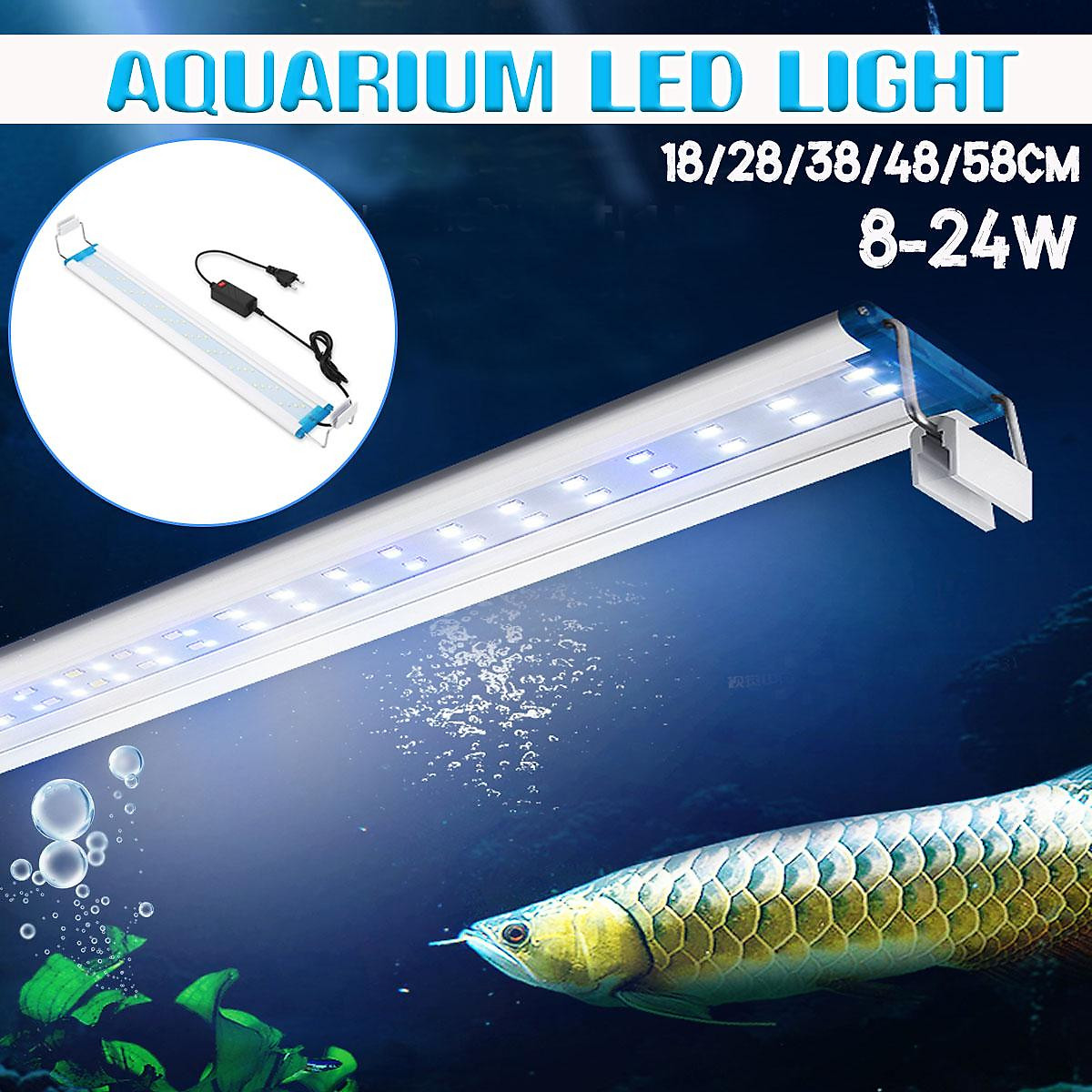 Aquarium LED Lumière Super Slim Fish Tank Plante Aquatique Grow Éclairage  Étanche Lumineux Clip Lampe Bleu LED 18 75cm Pour Plantes 220v Y200922 Du  11,13 €
