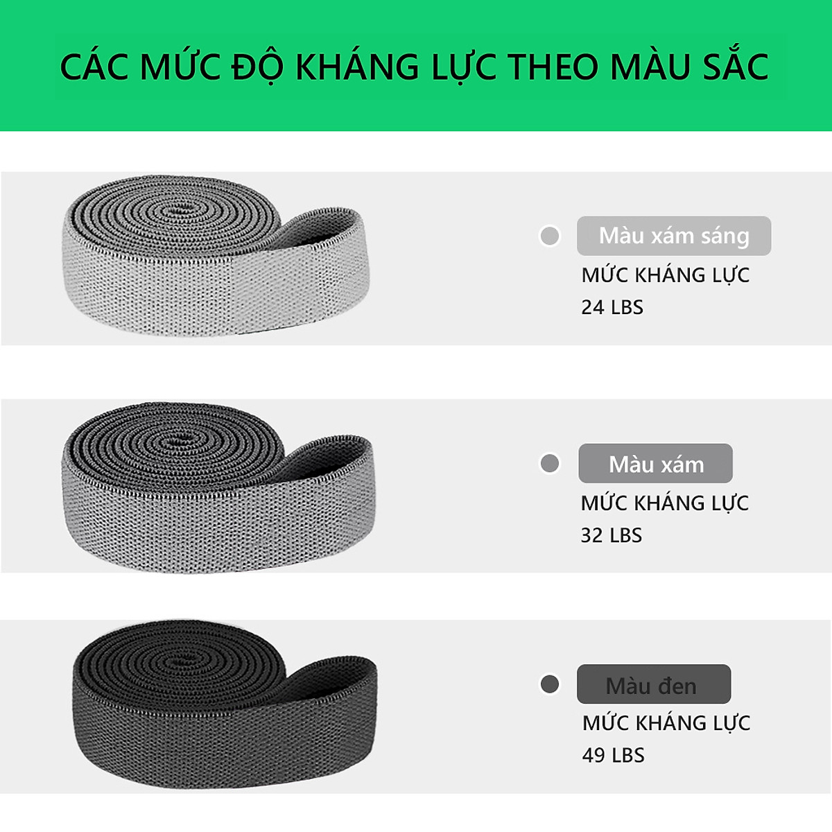 Bộ 3 Dây Kháng Lực Loại Dài 200x3 cm Chuyên Dụng Tập Gym Yoga , tập Mông Đùi , Bắp Chân Cleacco BORO SPORT