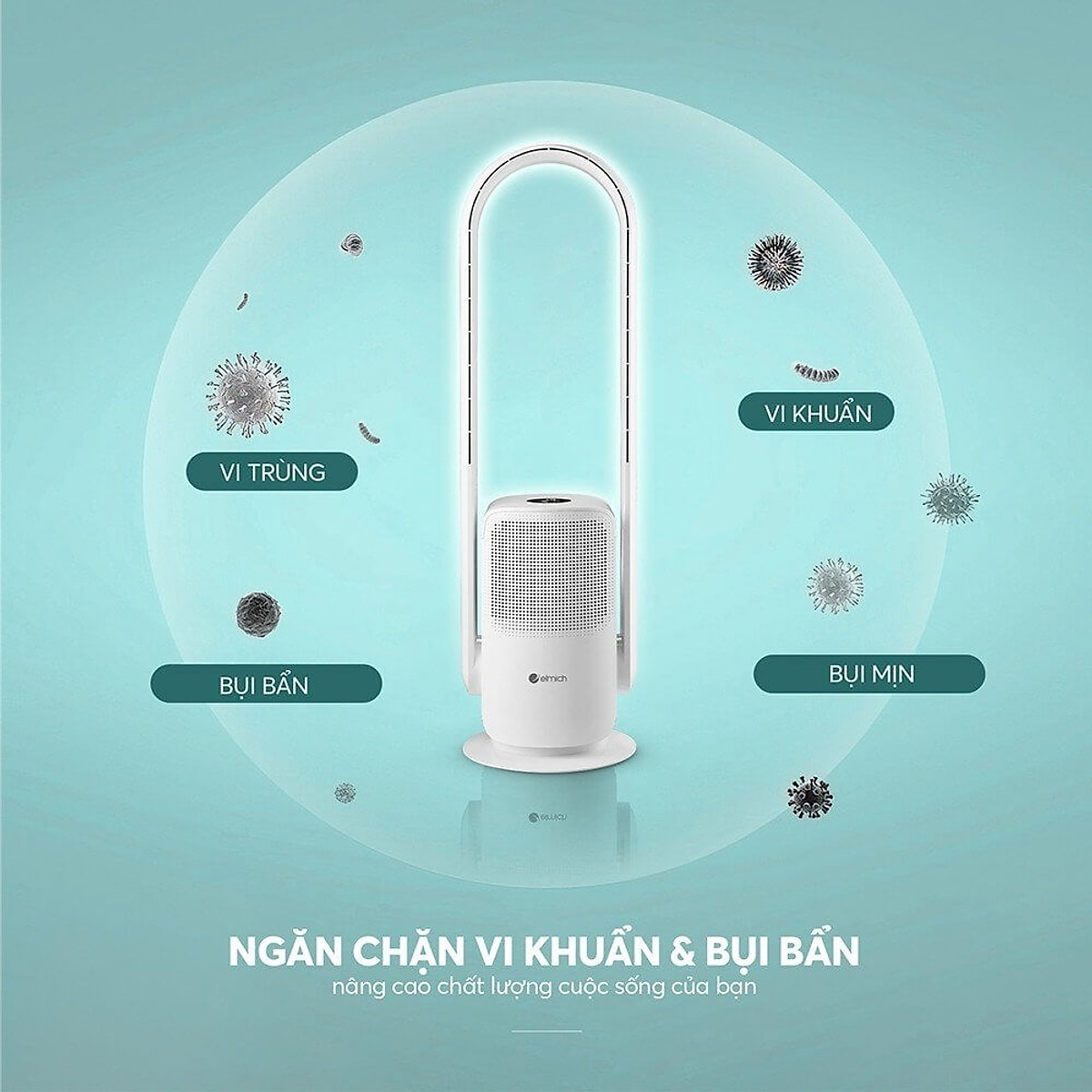 Quạt không cánh kết hợp lọc không khí Elmich BFE-3936 - Hàng Chính Hãng