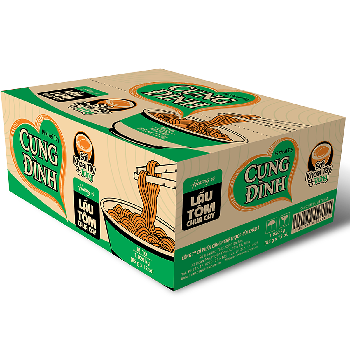 Thùng 12 Tô Mì Khoai Tây Cung Đình Hương Vị Lẩu Tôm Chua Cay