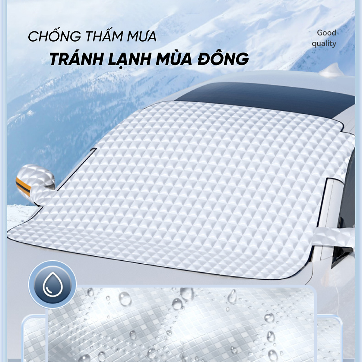 Bạt Che Nắng Kính Lái Xe Ô Tô | Bạt Che Nắng Kính Lái Trước Loại Lớn Có Chụp Tai Gương, Chống Tia UV, Cách Nhiệt Cực Tốt, Bảo Vệ Nội Thất Xe Khỏi Tác Hại Từ Môi Trường