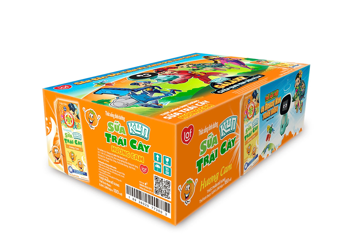 Thùng 48 Hộp Sữa Trái Cây Hương Cam KUN 180ml/hộp ( thẻ cào)