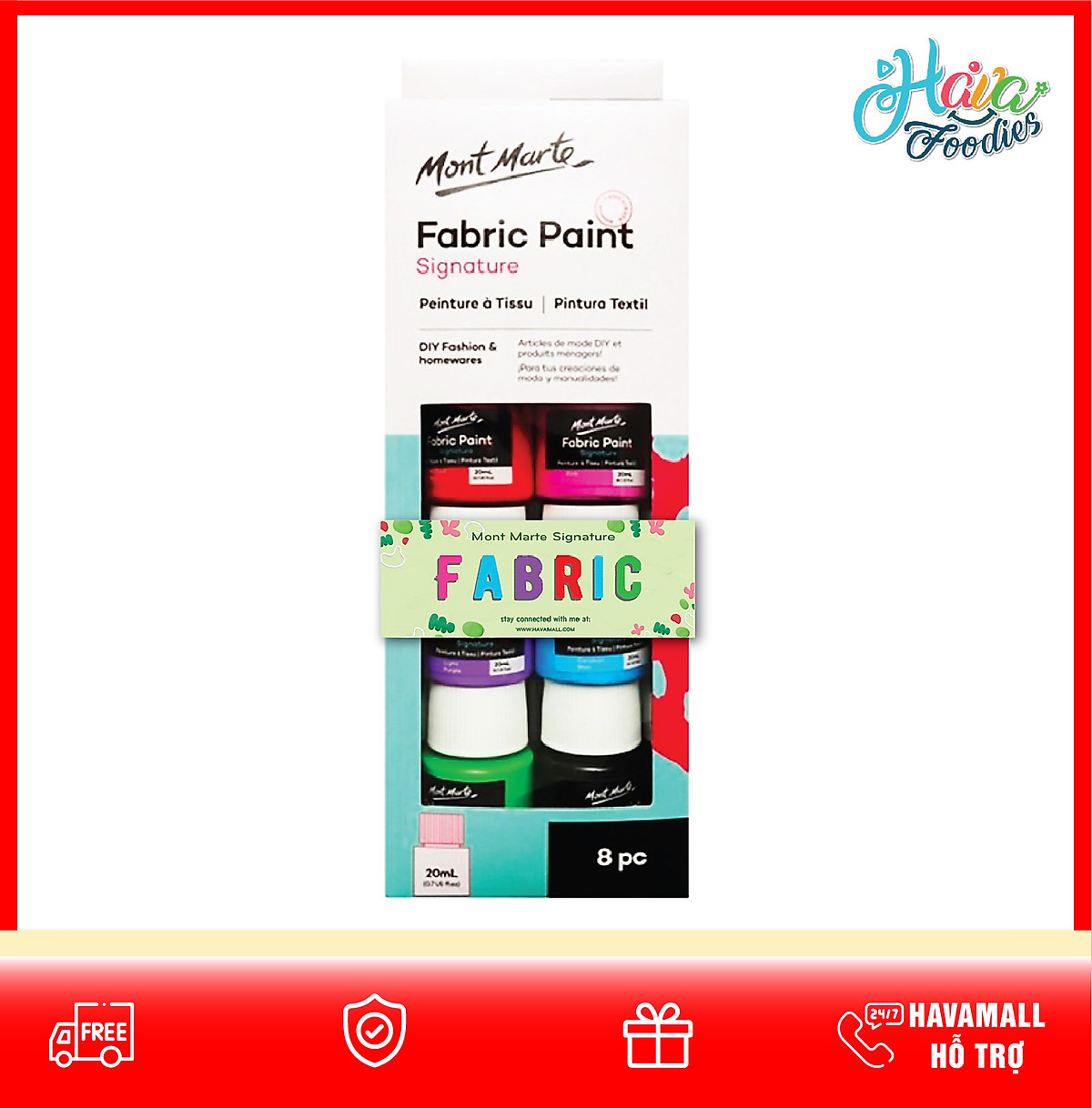 MONT MARTE Fabric Paint Set 8pc x 20ml