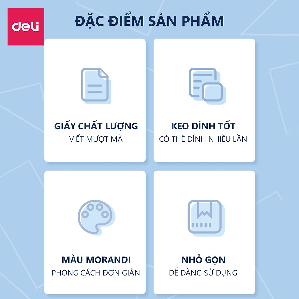 Giấy note giấy nhắn giấy nhớ 6 màu cho bullet journal học sinh Deli - 1 tệp - 21553
