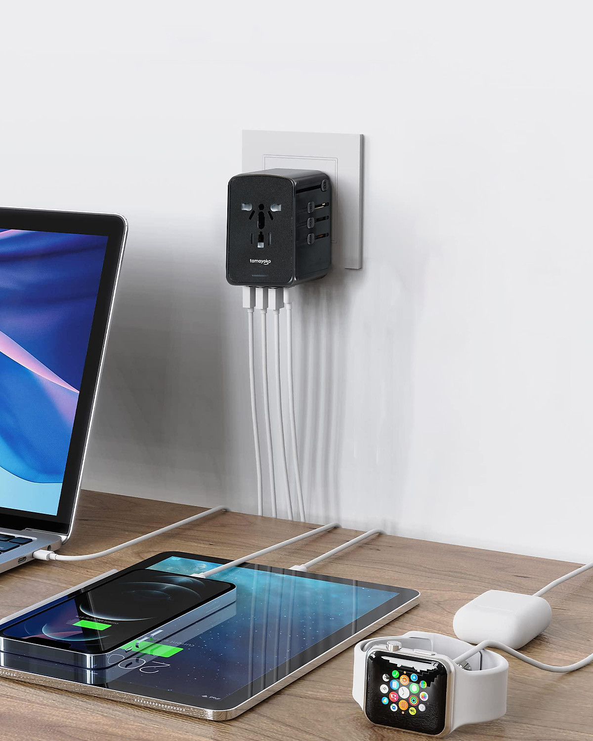 Ổ Cắm Điện Đa Năng Du Lịch Quốc Tế Tamayoko 5 Cổng Type-C & USB Cắm Tải 2000W