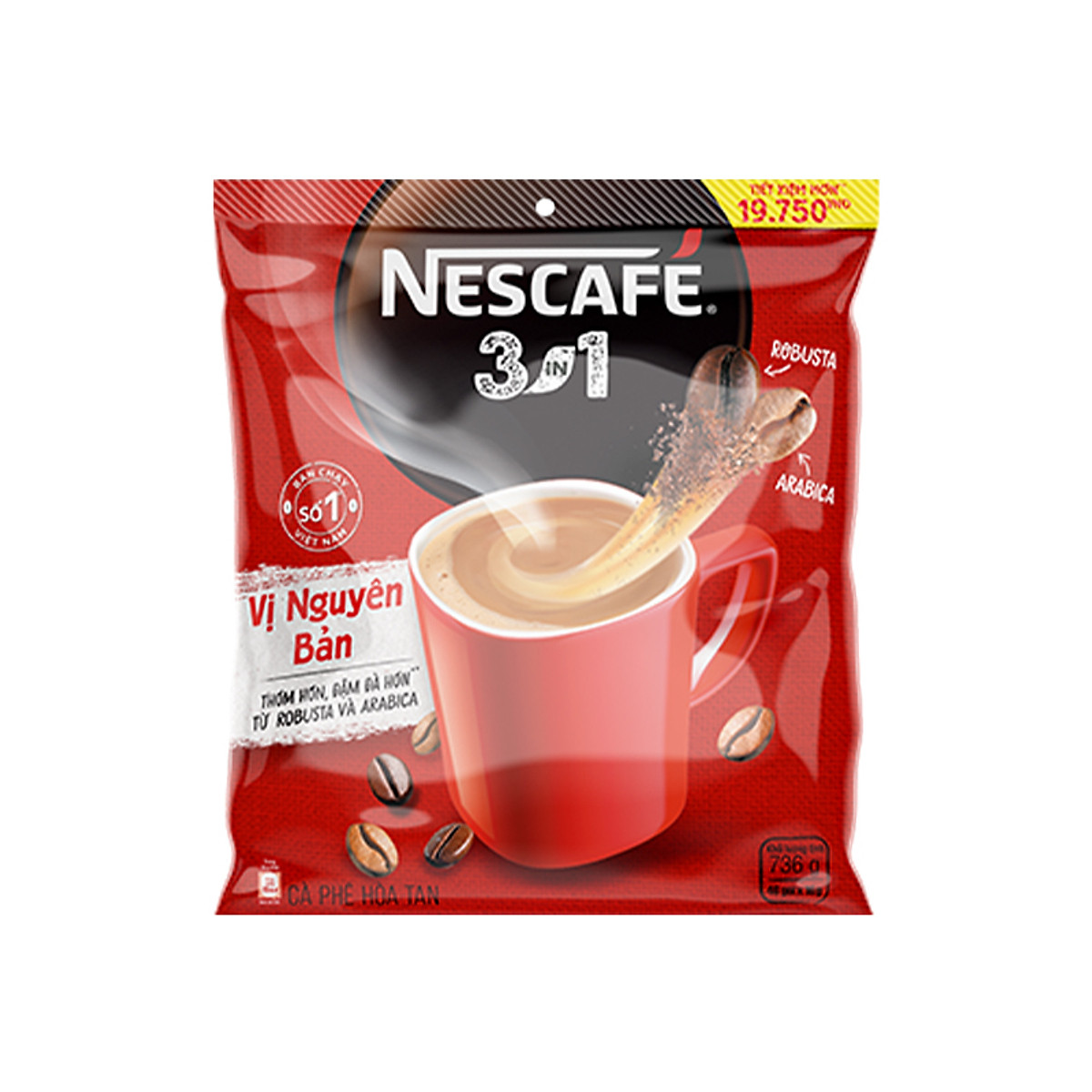 Combo 3 Bịch NESCAFE 3IN1 Công thức cải tiến - VỊ NGUYÊN BẢN Bịch 46 gói