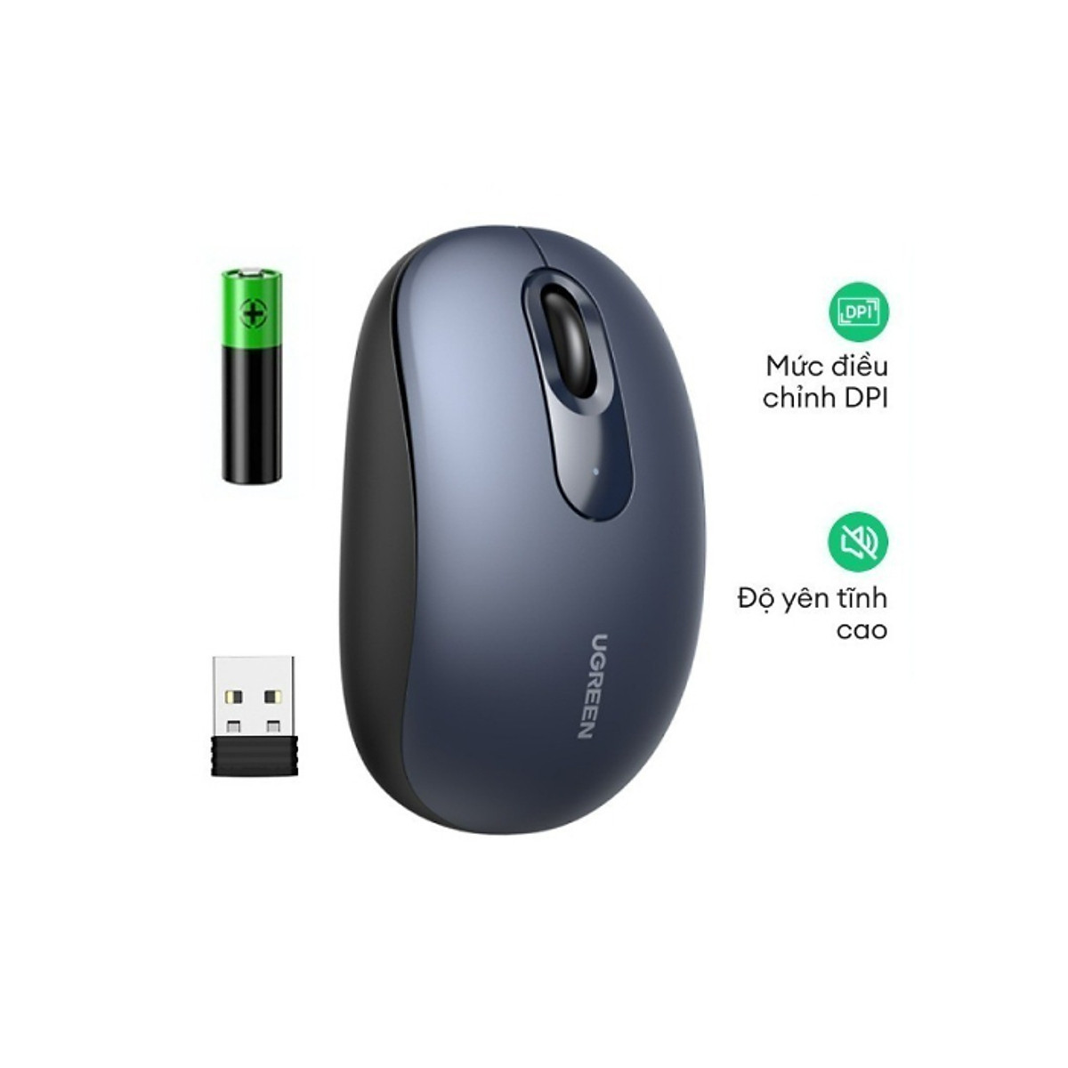 Chuột không dây 2.4G UGREEN MU105 | 4 mức điều chỉnh DPI | Độ yên tĩnh cao | Bảo Hành 18 Tháng - Hàng Chính Hãng