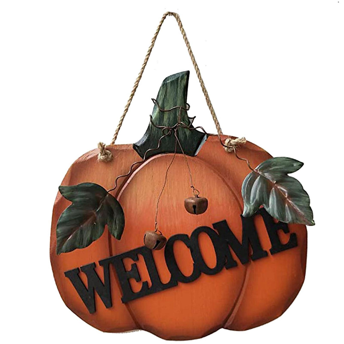 Wooden Pumpkin Signs Hanging Ornament Welcome Sign Door Sign Wall ...
