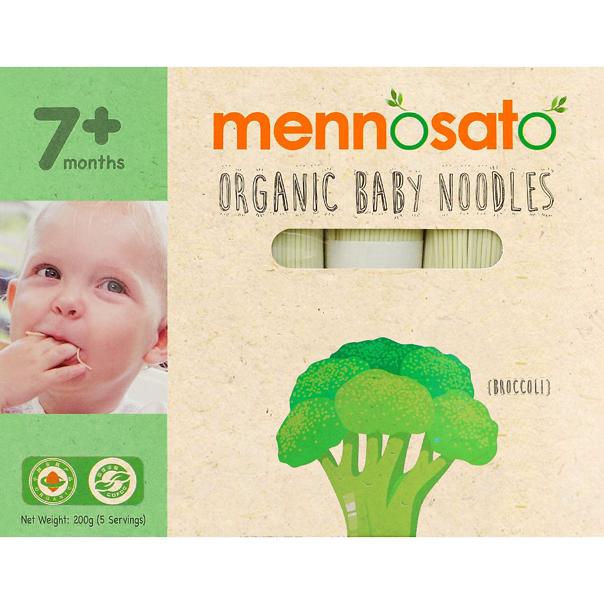 Mì Rau Củ Hữu Cơ Cho Bé Vị Bông Cải Xanh 200g MenNoSato Organic Baby Noodles BroccolI