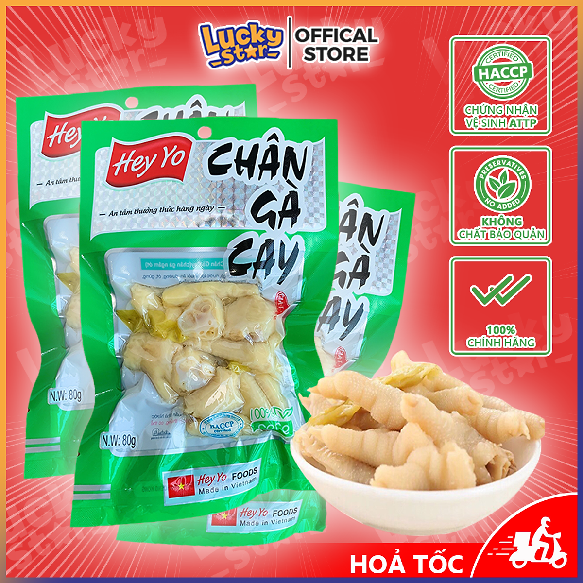 Chân gà cay sả ớt Việt Nam - đồ ăn vặt siêu ngon gói 80g, chân gà