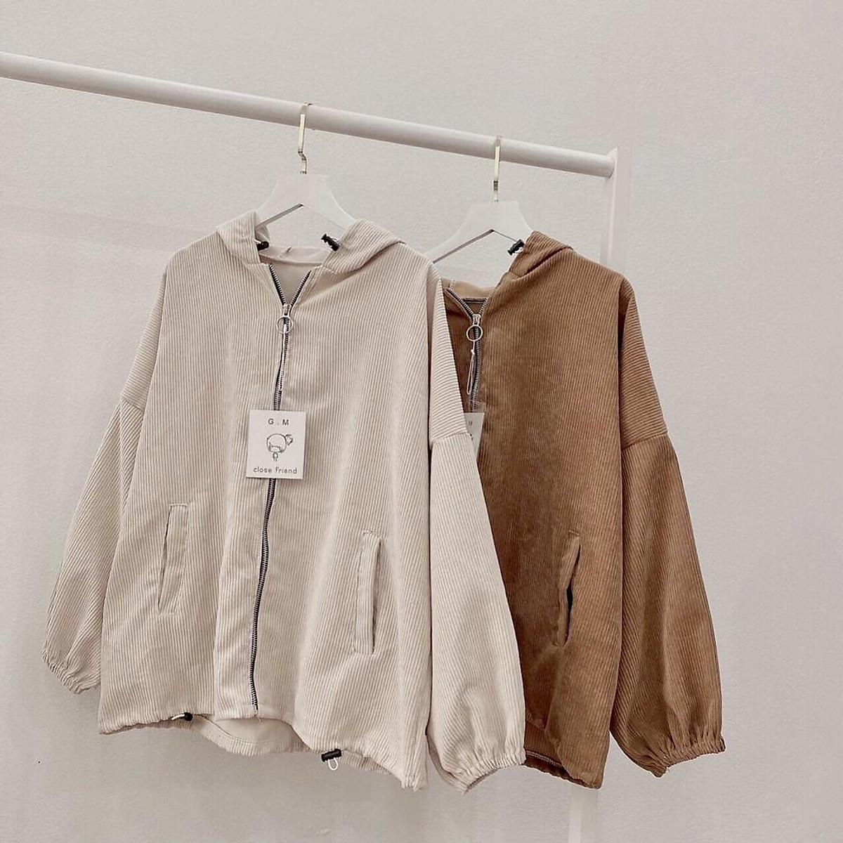 Áo Khoác Nhung Gân Tăm Tay Bồng Form Rộng Nam Nữ - Liph Store Áo Khoác Nhung Gân Tăm Tay Bồng Form Rộng Nam Nữ - Liph Store