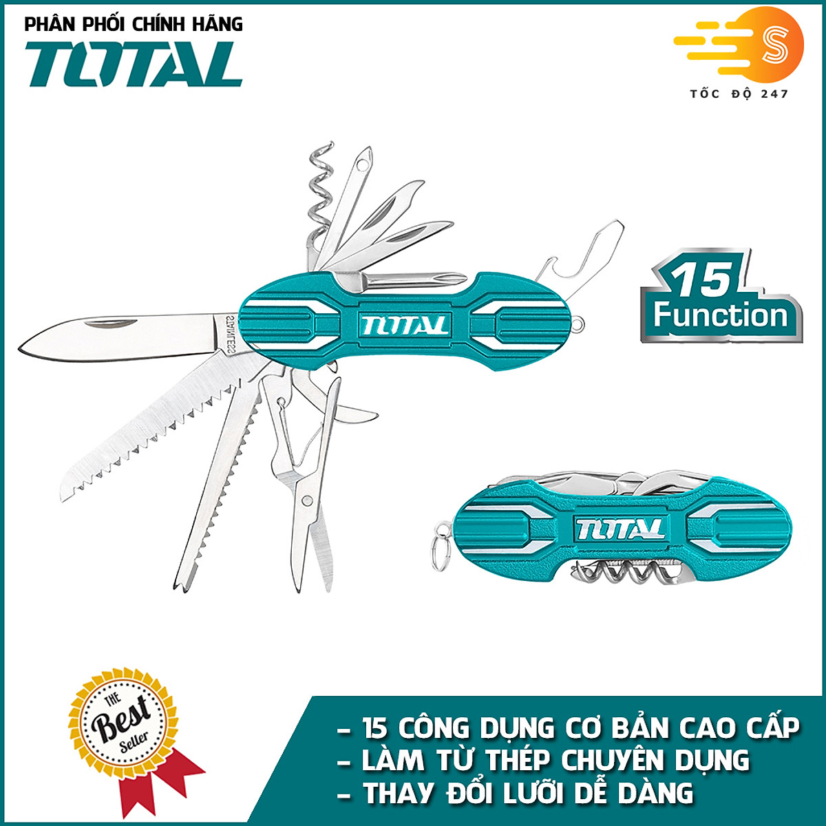 Bộ dao cắt đa năng 15 công dụng TOTAL THMFK0156 - Xếp nhỏ gọn, 15in1, 15 chức năng khác nhau