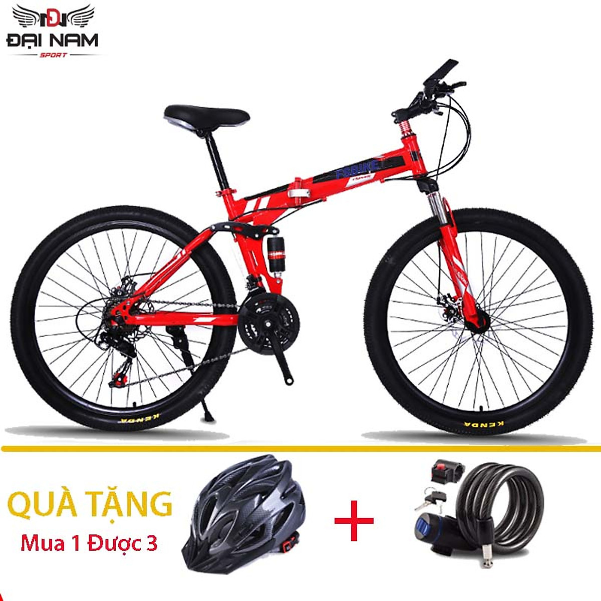 Xe Đạp Thể Thao Gấp Gọn FS Bike NS-001 Vành 26inch 24 Tốc Độ Nhập Khẩu Đại Nam Sport + Tặng Mũ Bảo Hiểm,Khóa Chống Trộm Và Chắn Bùn