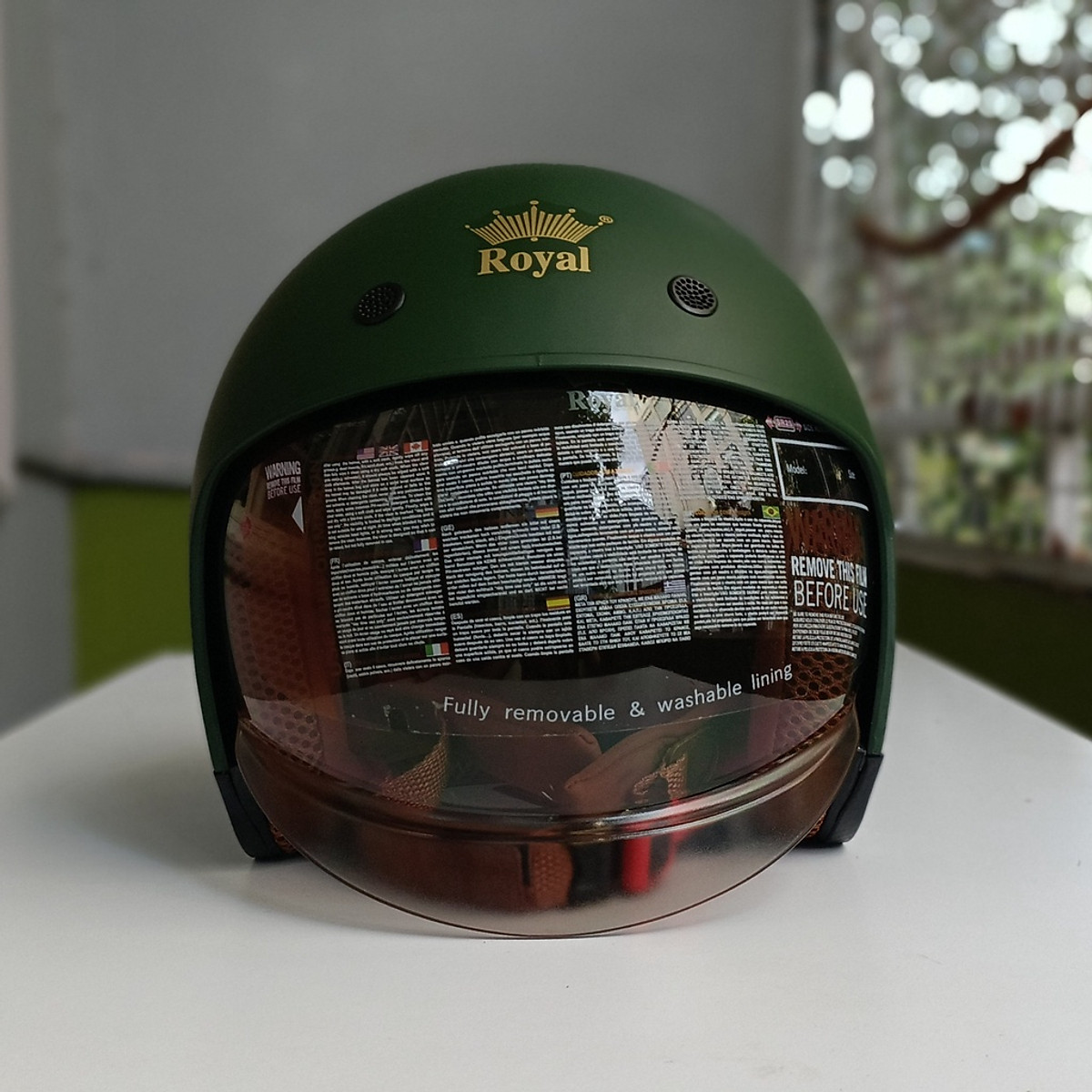 Mũ bảo hiểm xe máy 3/4 kính âm Royal M139 màu trơn, kính âm màu trà hạn chế chói nắng, nhiều size cho nam và nữ