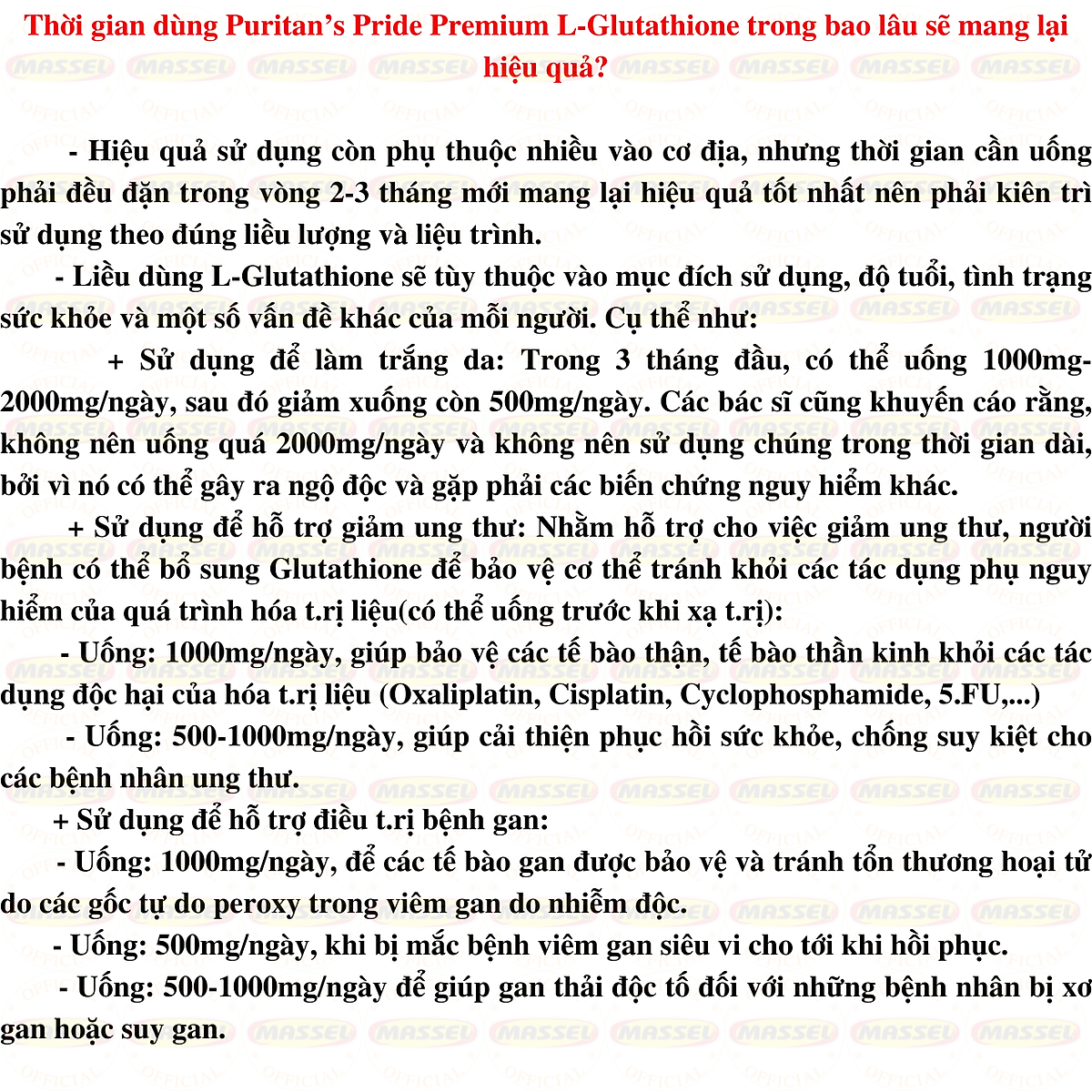 Trắng da Glutathione Puritan’s Pride Premium L-Glutathione 500mg - Mỹ Hỗ trợ trắng da, Giảm nám, tàn nhang, Thải , tăng sức đề kháng - OZ Slim Store