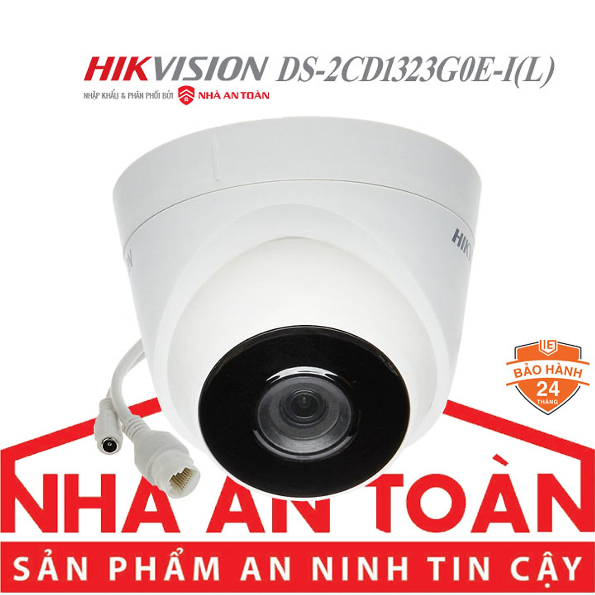 Bộ camera DS-2CD1323G0E-I(L) khi lắp đặt thực tế, tương thích NVR PoE