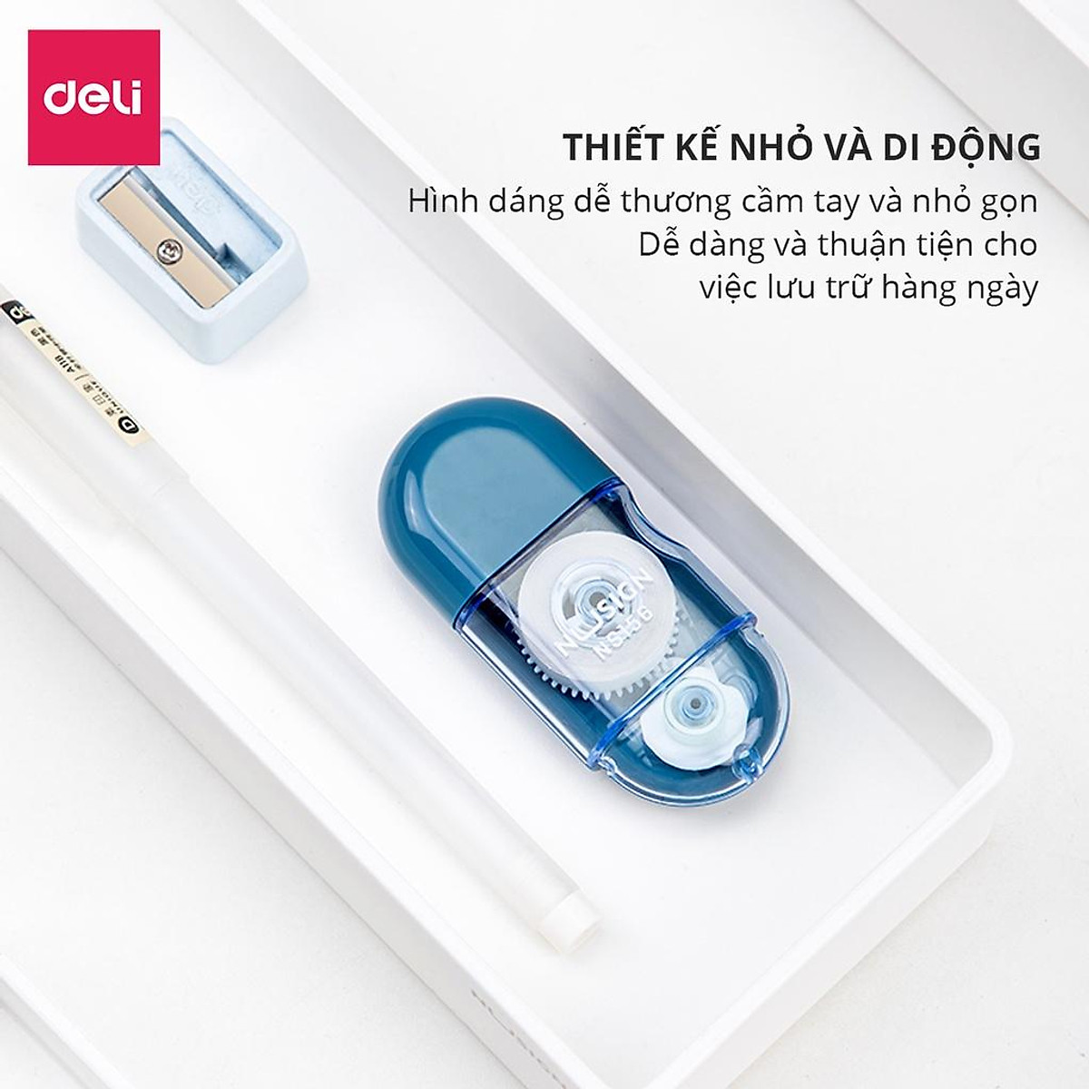 Bút Xóa Băng Kéo 6M Dạng Film Cao Cấp Deli - Kích Thước 6mx5mm - Phù Hợp Học Sinh Văn Phòng Tẩy Xoá Bút Mực Bút Bi - NS156