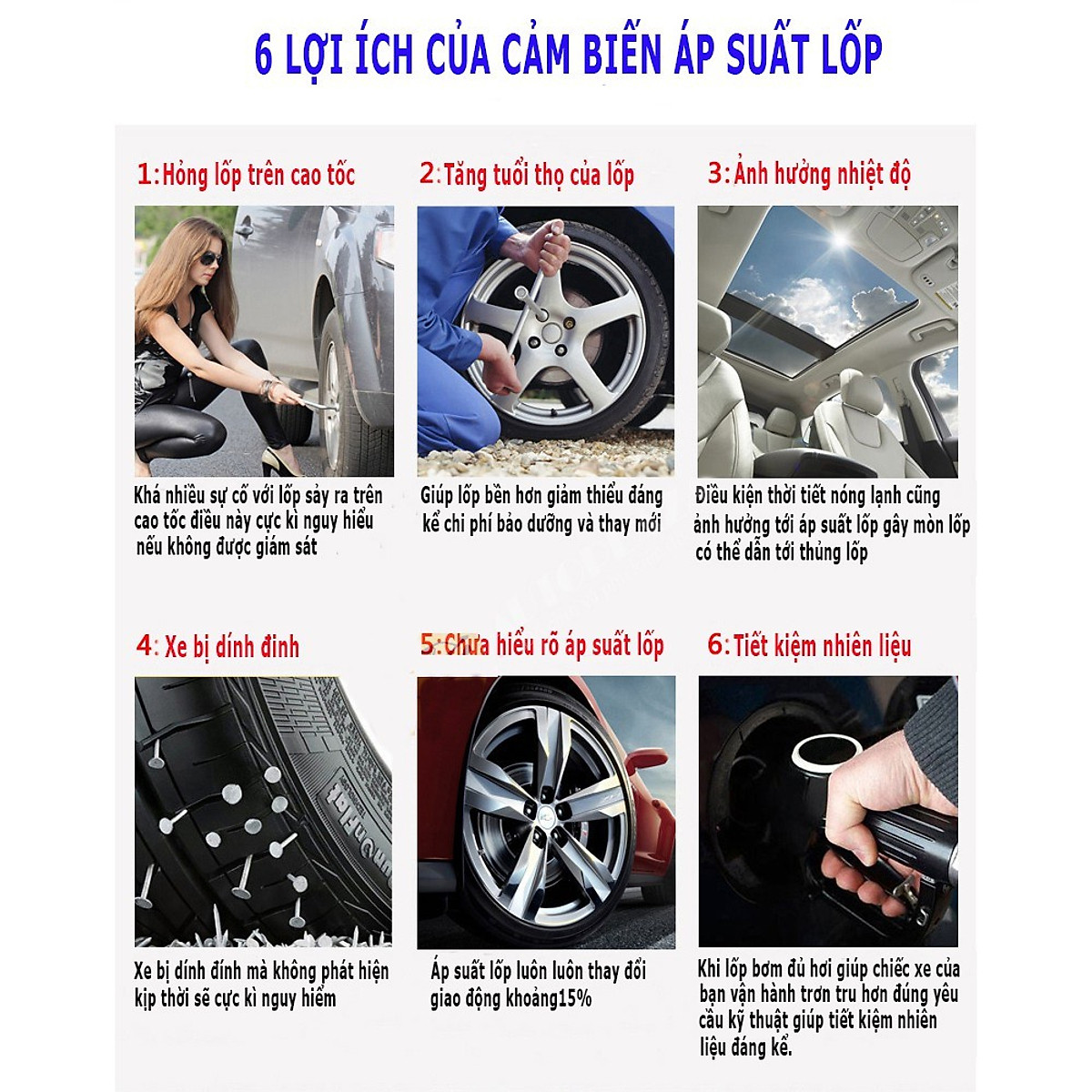 Cảm biến áp suất lốp ô tô TPMS màn hình led màu van ngoài {Bảo hành 3 tháng} - cảm biến áp suất lốp van ngoài TPMS..
