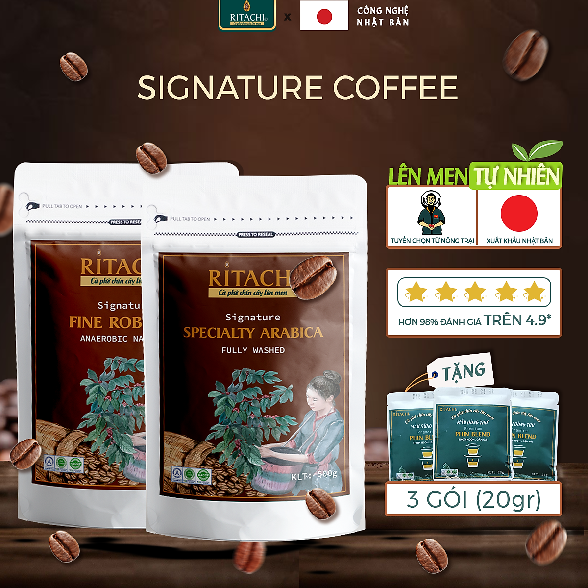 Combo Cà Phê Đặc Sản Đặc Biệt Ritachi, Cafe chín cây lên men, Công ...