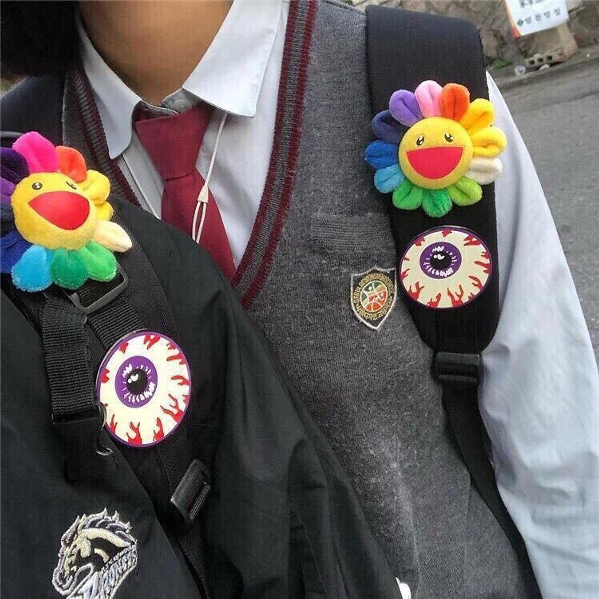 Newest Hot Flower Takashi Murakami Kiki Kaikai Brooch Rainbow Sunflower Pin  Badge Strap Plush Cute Toys 