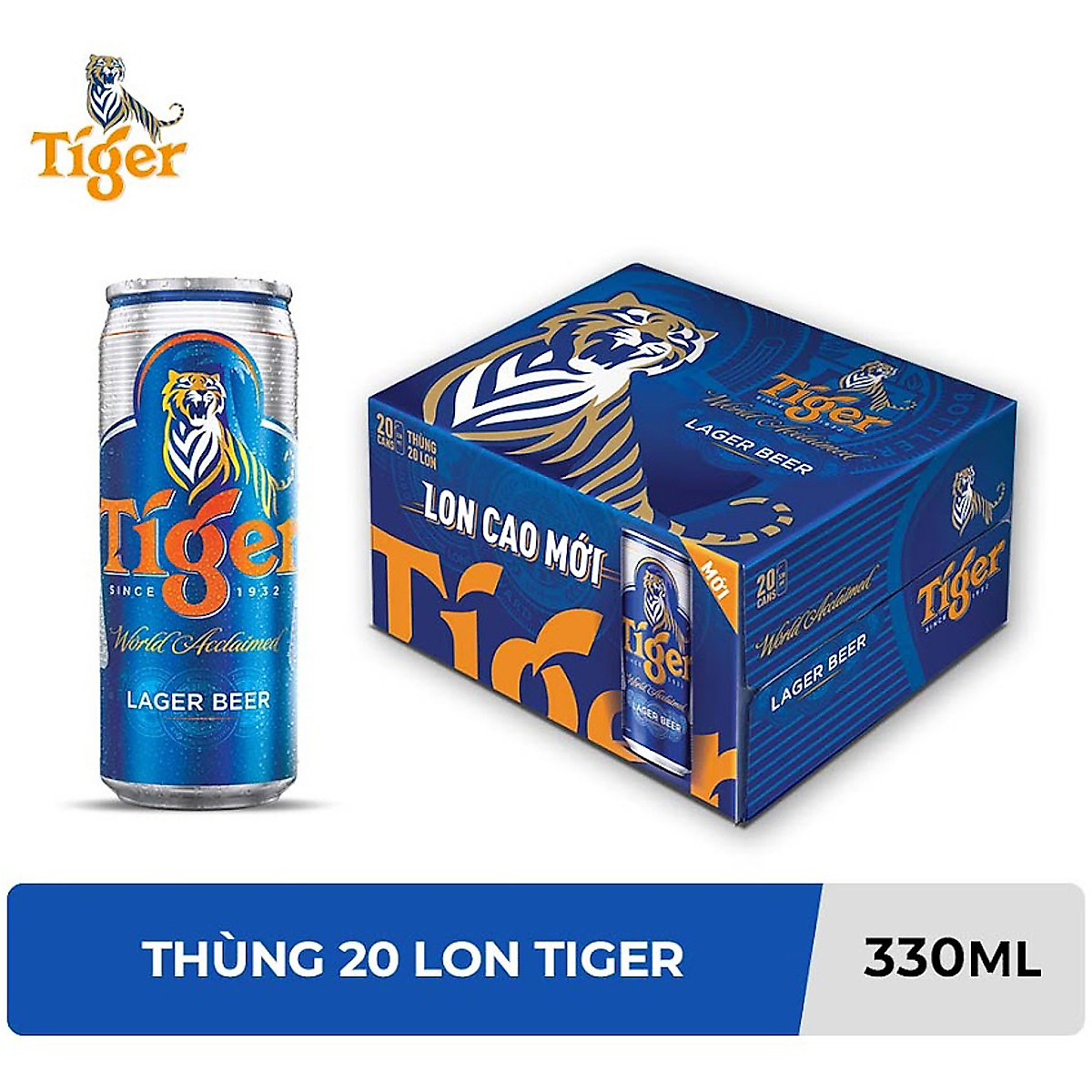 Thùng 20 lon bia Tiger 330ml - Bia Nội Địa