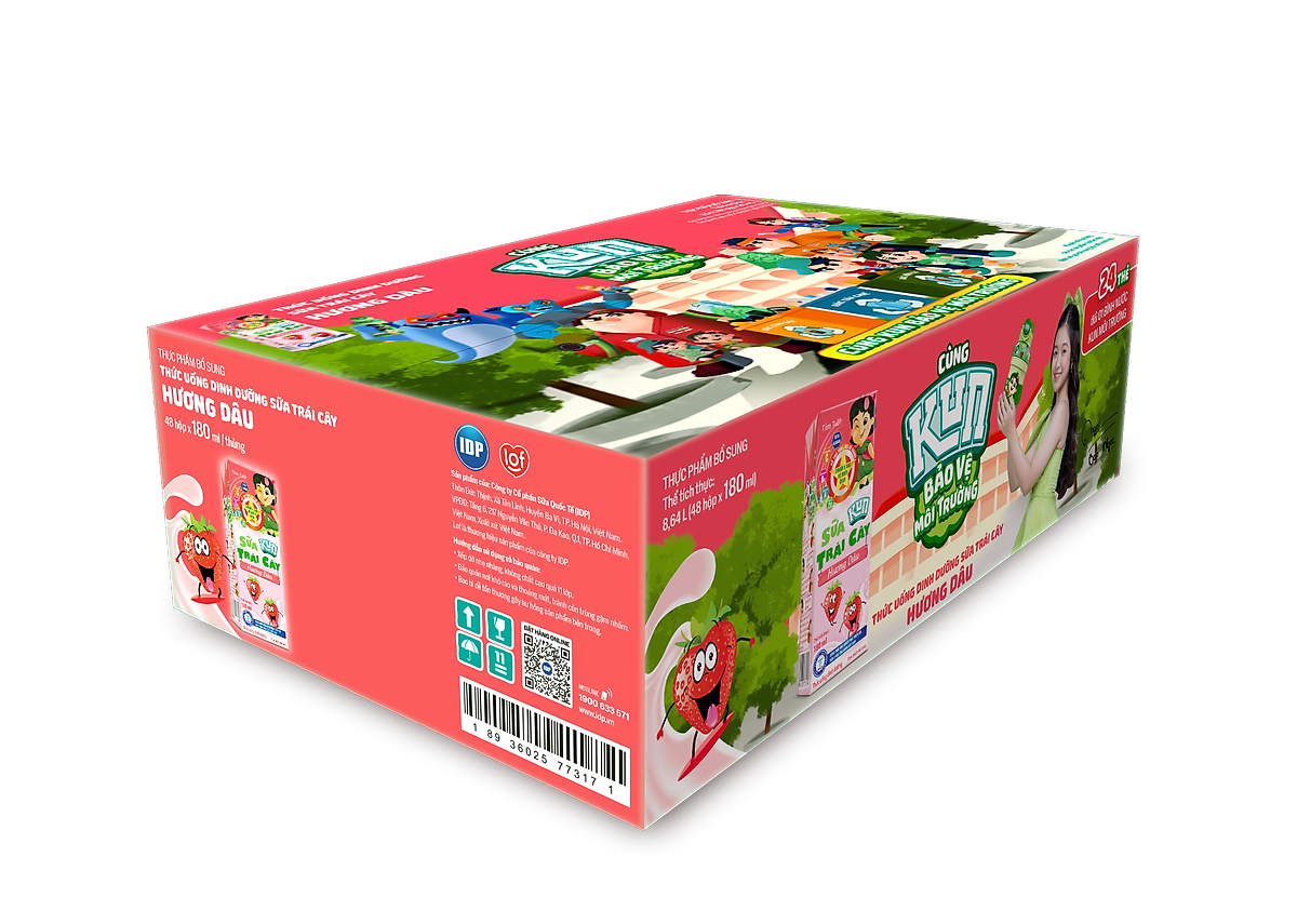 Thùng 48 Hộp Sữa Trái Cây KUN Hương Dâu 180ml/hộp(thẻ cào)