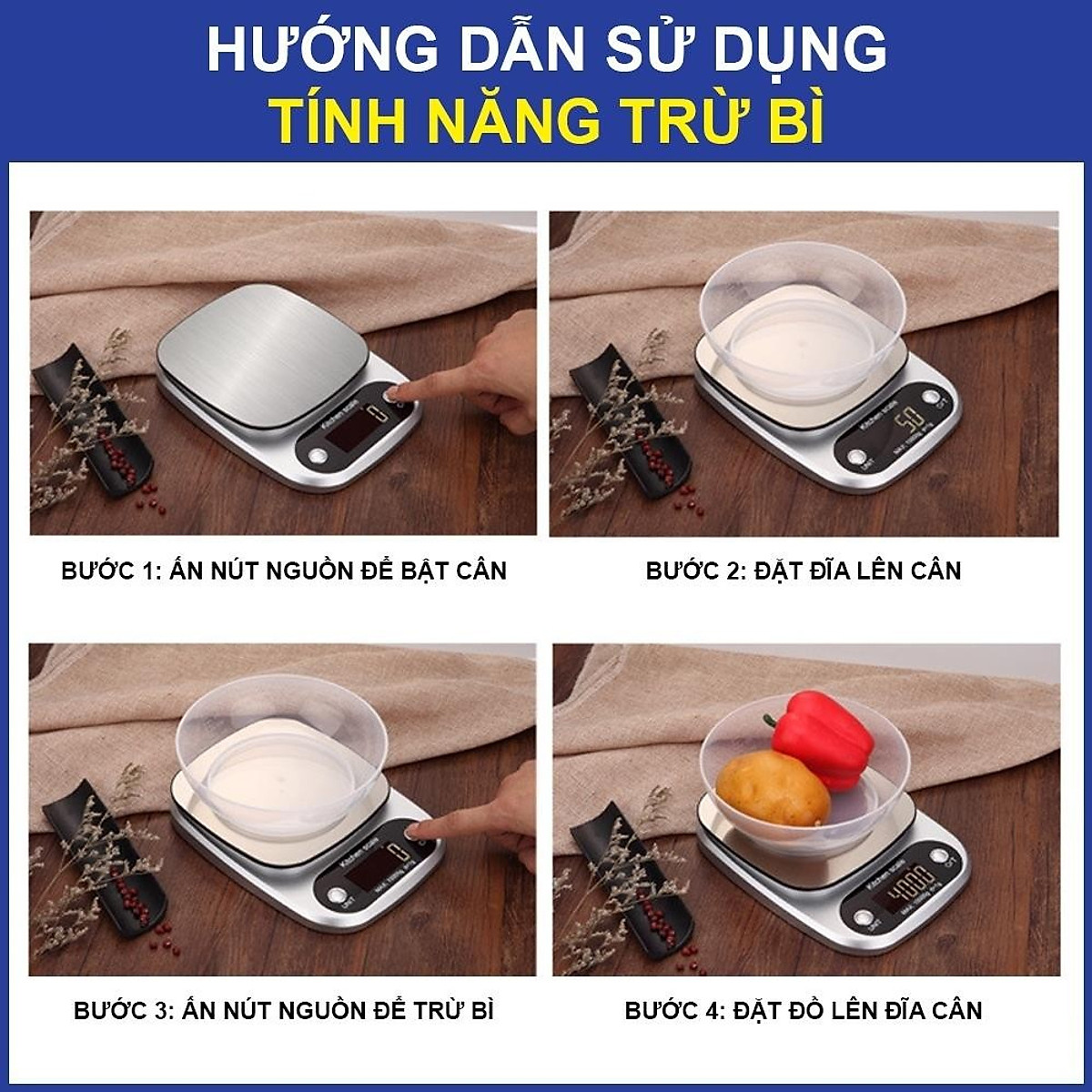 Cân Tiểu Ly Điện Tử Nhà Bếp Mini Định Lượng 1g - 10kg, Cân Tiểu Li Làm Bánh Độ Chính Xác Cao