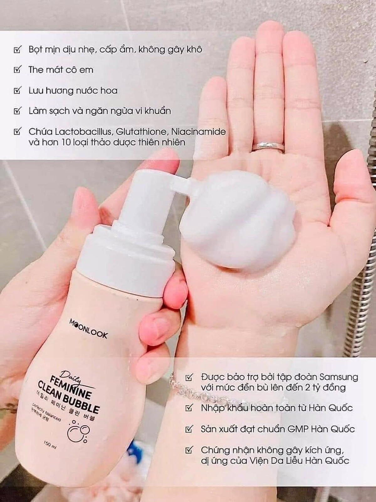 Dung Dịch Vệ Sinh Dạng Bọt Tuyết Lưu Hương Nước Hoa MoonLook 150ml Hàn Quốc