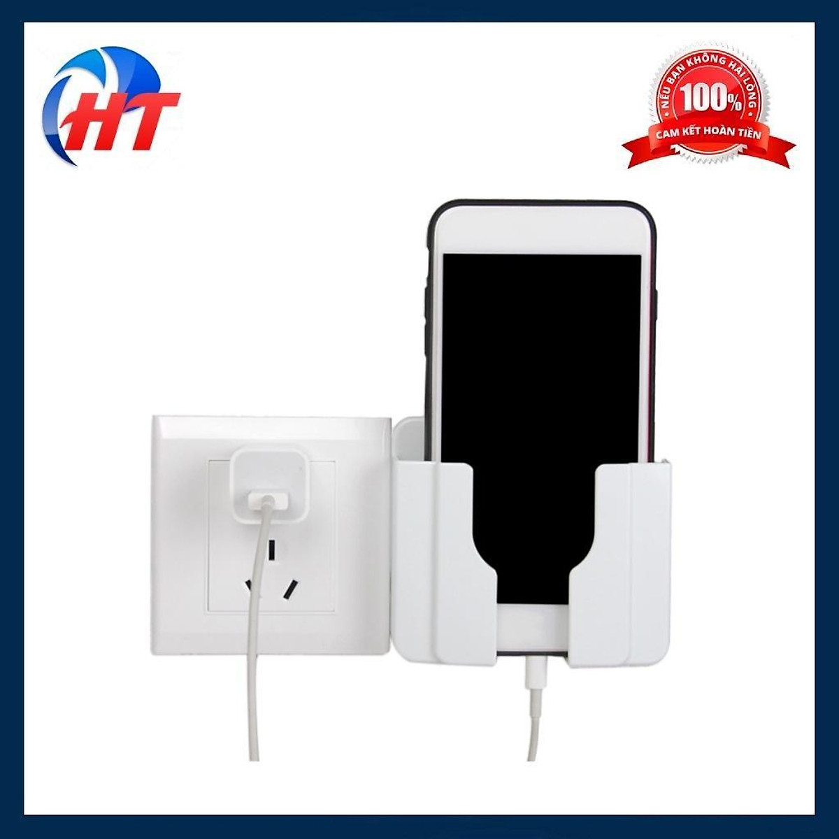 Kệ Dán Tường Để Remote - Giá Đỡ Sạc Điện Thoại Có Móc Treo Giữ Dây Điện - Loại Tốt