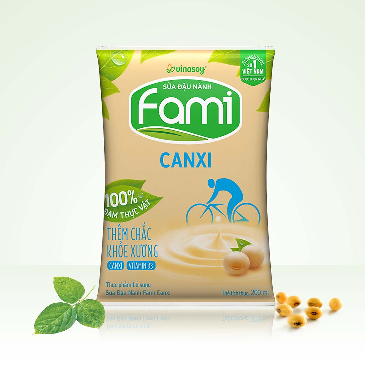 Thùng Sữa Đậu Nành Fami Canxi Nguyên vị (200ml x 40 Bịch)