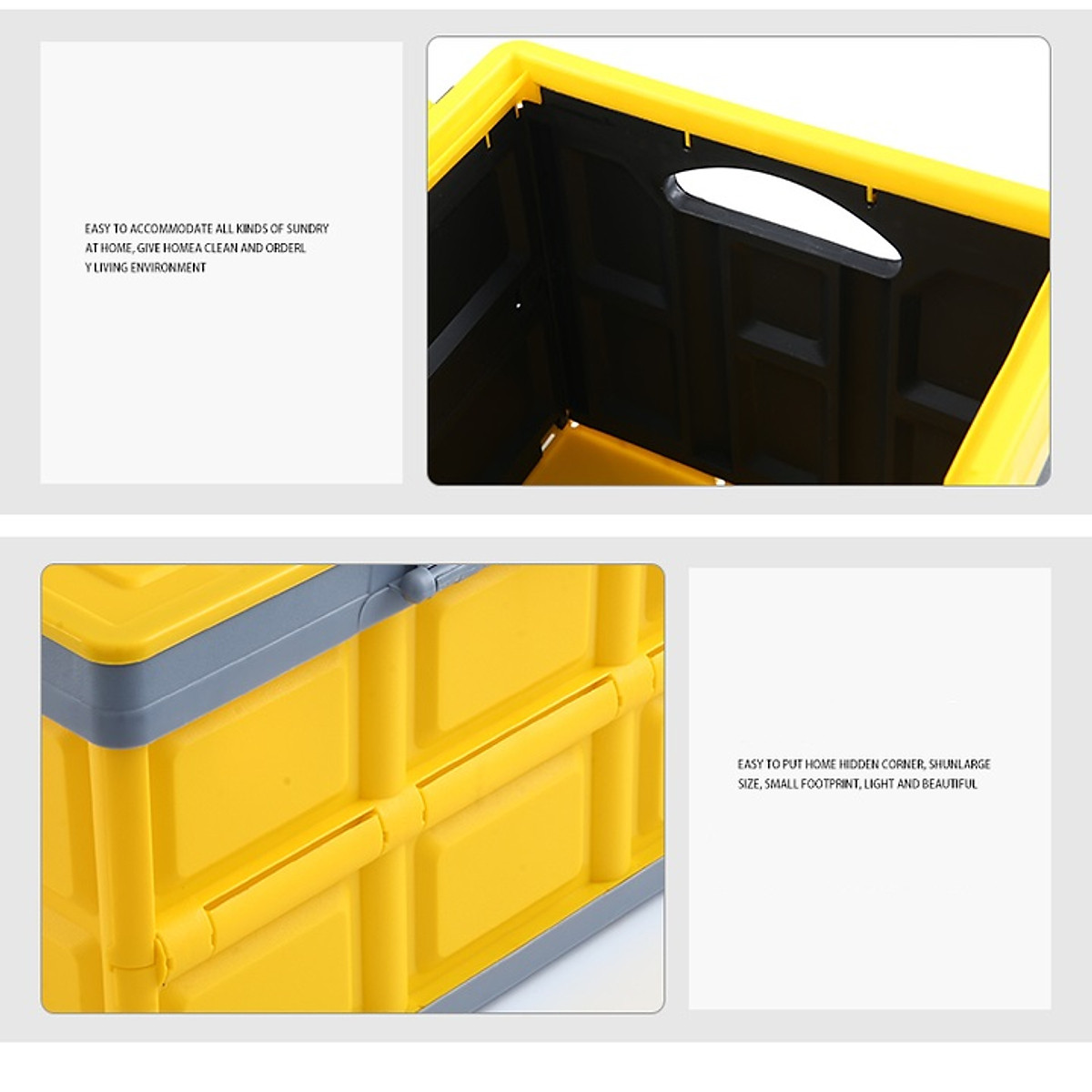 Hộp để đồ đa năng gấp gọn cốp sau ô tô dung tích 55 lít, Kích thước: Sâu x Rộng x Cao (52cm x 35cm x 28cm), Màu đen, KM309-55