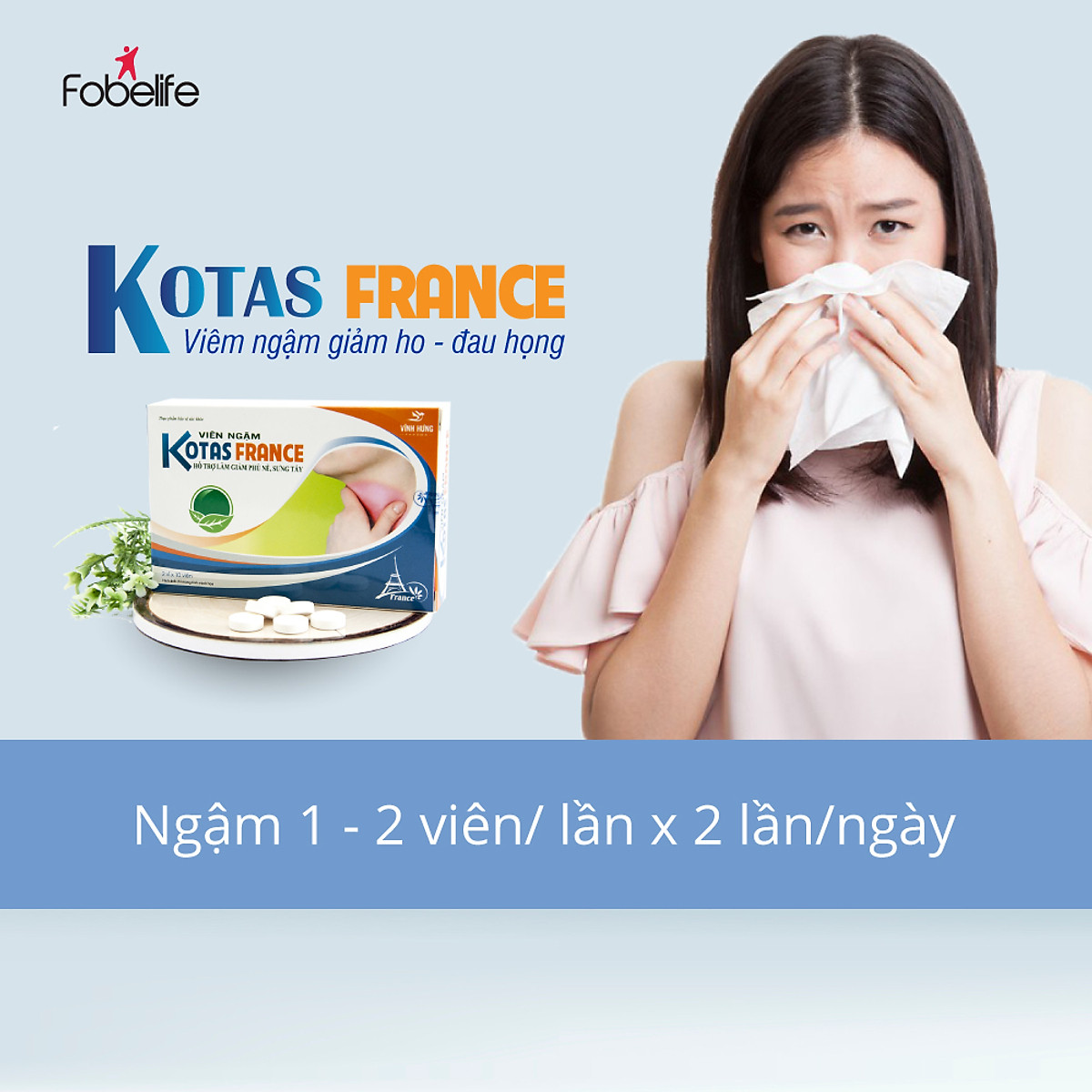 Viên Kẹo Ngậm Hỗ Trợ Giảm Đau Giảm Viêm Giảm Sưng Phù Nề KOTAS FRANCE (Hộp 20 viên)