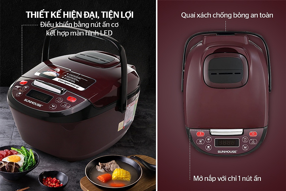 NỒI CƠM ĐIỆN TỬ 1.8L SUNHOUSE SHD8909 - Hàng chính hãng