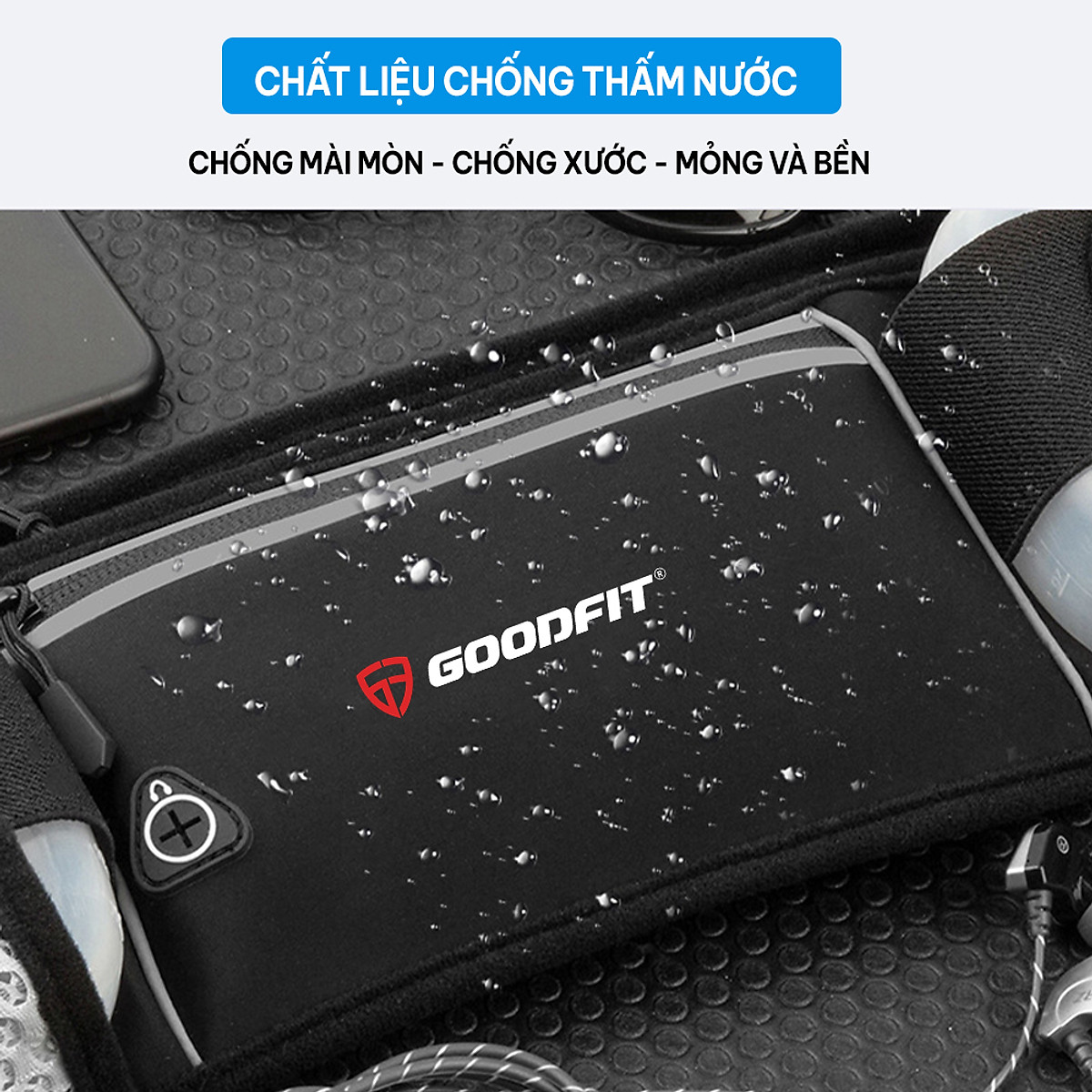 Đai chạy bộ, túi đeo hông đựng điện thoại chống nước GoodFit GF120RB túi đeo chạy bộ 2 ngăn đựng nước