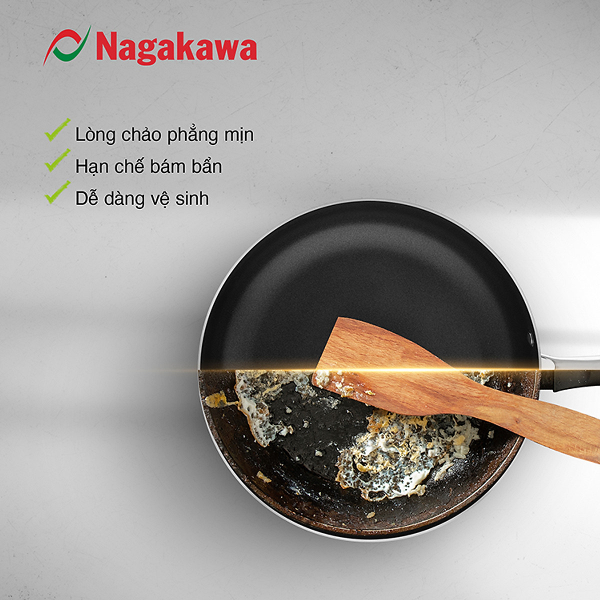 Chảo chống dính inox đa lớp toàn phần Nagakawa Natsu NAG03 - Dùng trên mọi loại bếp - Hàng chính hãng