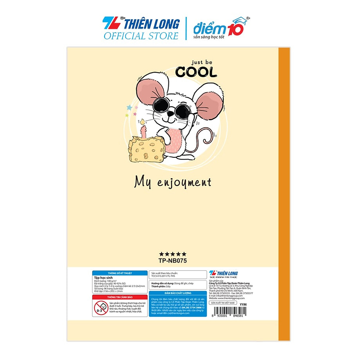 Combo 5 Tập học sinh 96 trang 5 ô ly vuông 100 gsm Điểm 10 TP-NB075 (hình ngẫu nhiên)