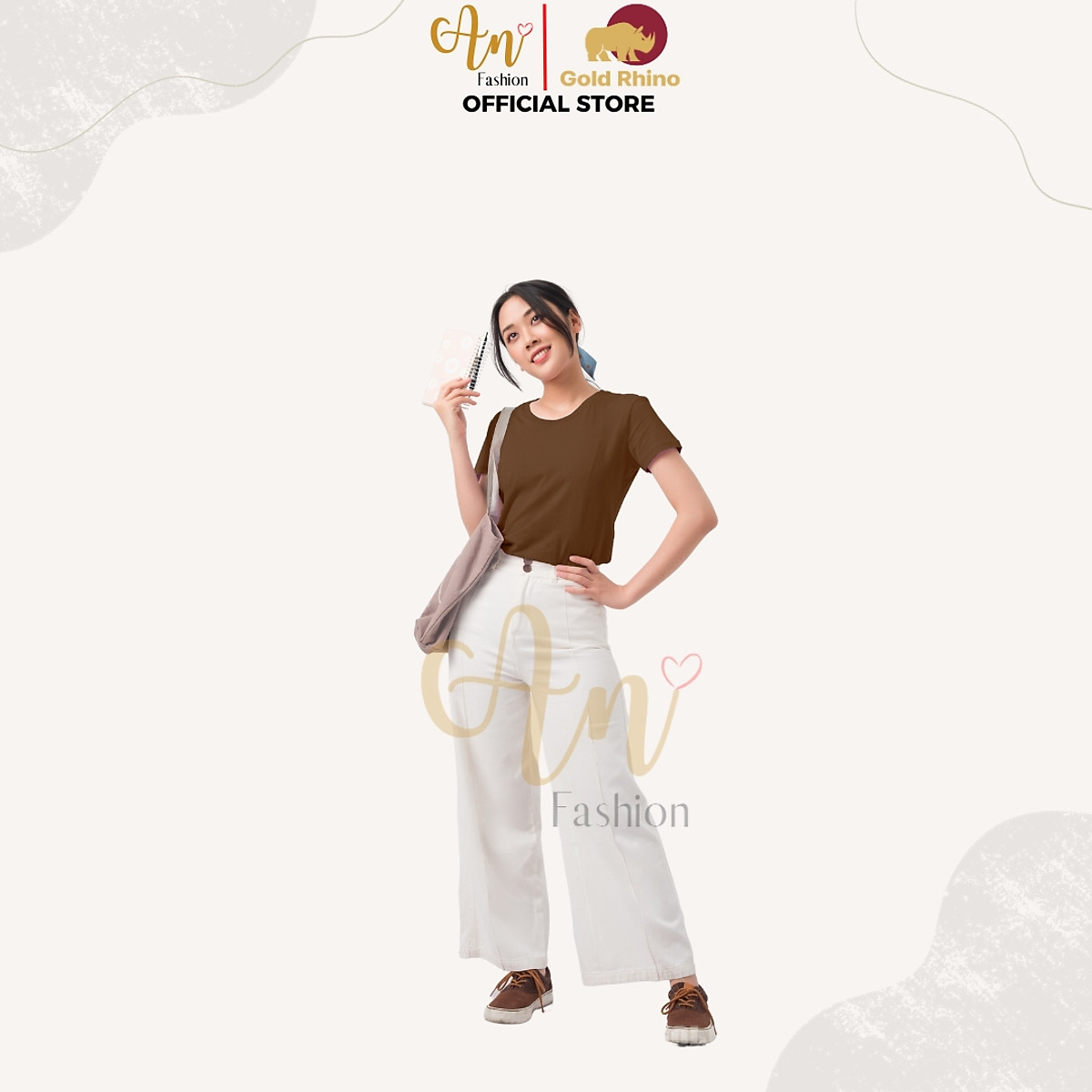 Áo Thun Nữ Cổ Tròn Kháng Khuẩn, Mềm Mịn, Thoáng Mát Màu NÂU Mộc Mạc - Gold Rhino
