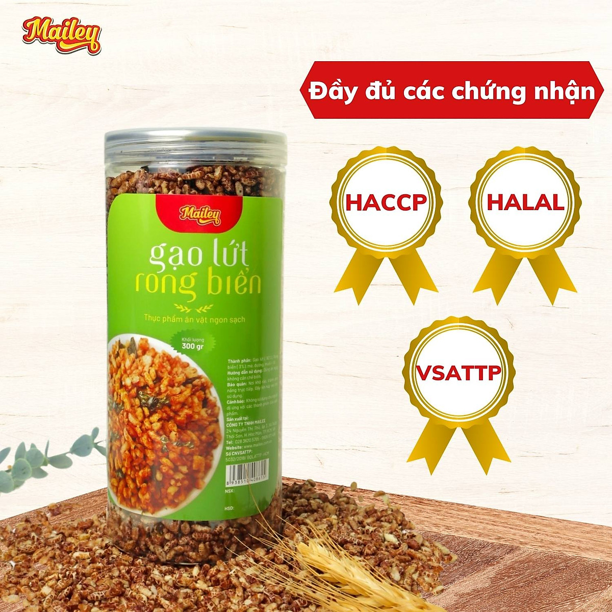 Gạo lứt giảm cân ăn liền Mailey - gạo lứt sấy rong biển/ cháy tỏi ăn kiêng healthy