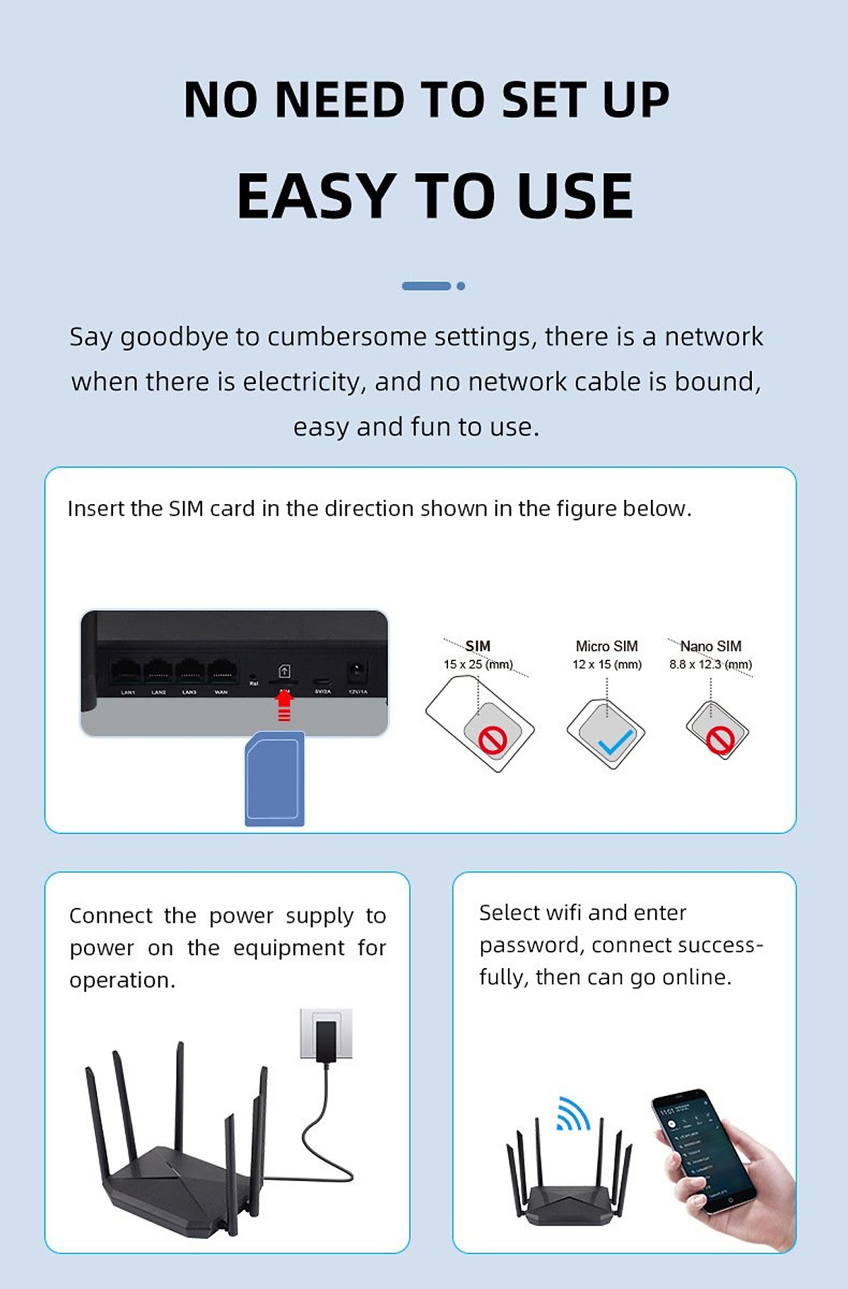 Phát wifi từ sim 4G B618 tích hợp 6 ăngten, bộ phát wifi 4G LTE có 4 cổng WAN/LAN, 6 ăngten Siêu Khỏe - hàng chính hãng