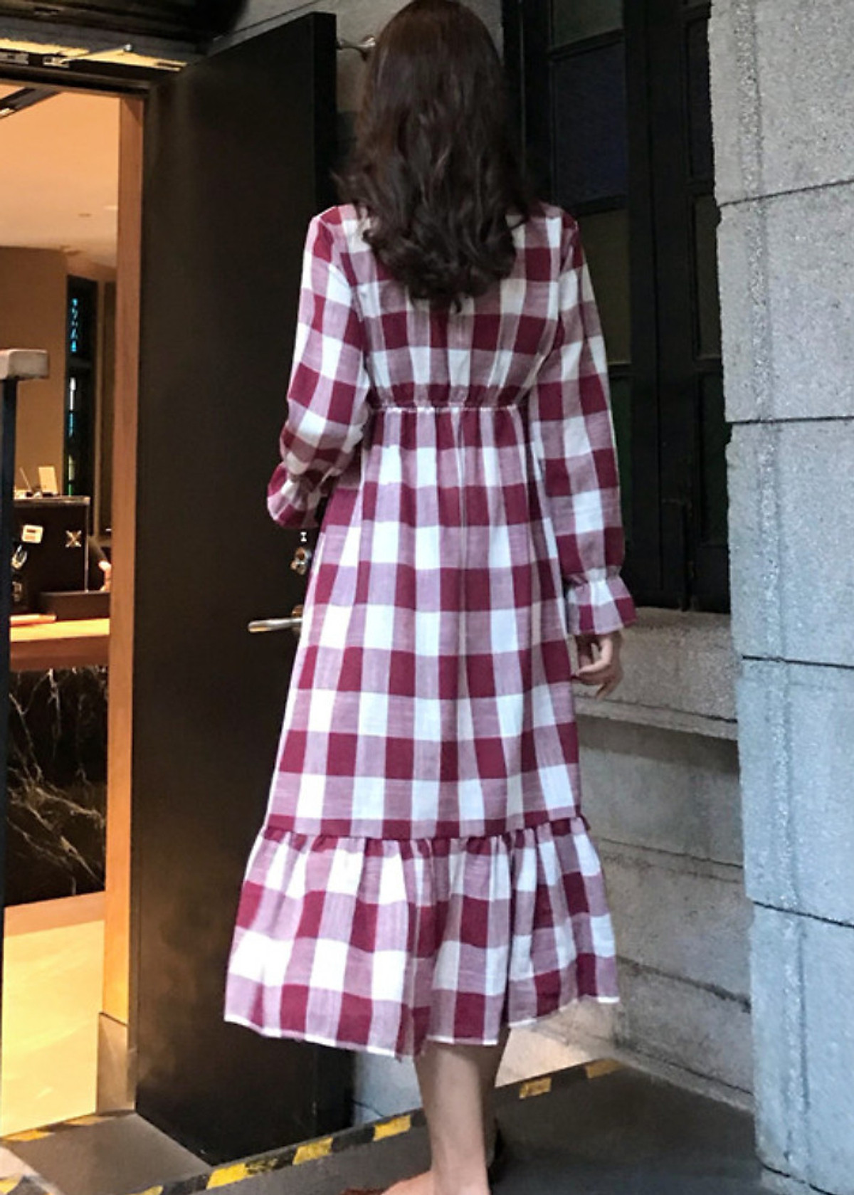 Đầm Ca Rô Nơ Cổ Thanh Lịch DN063 MayHomes