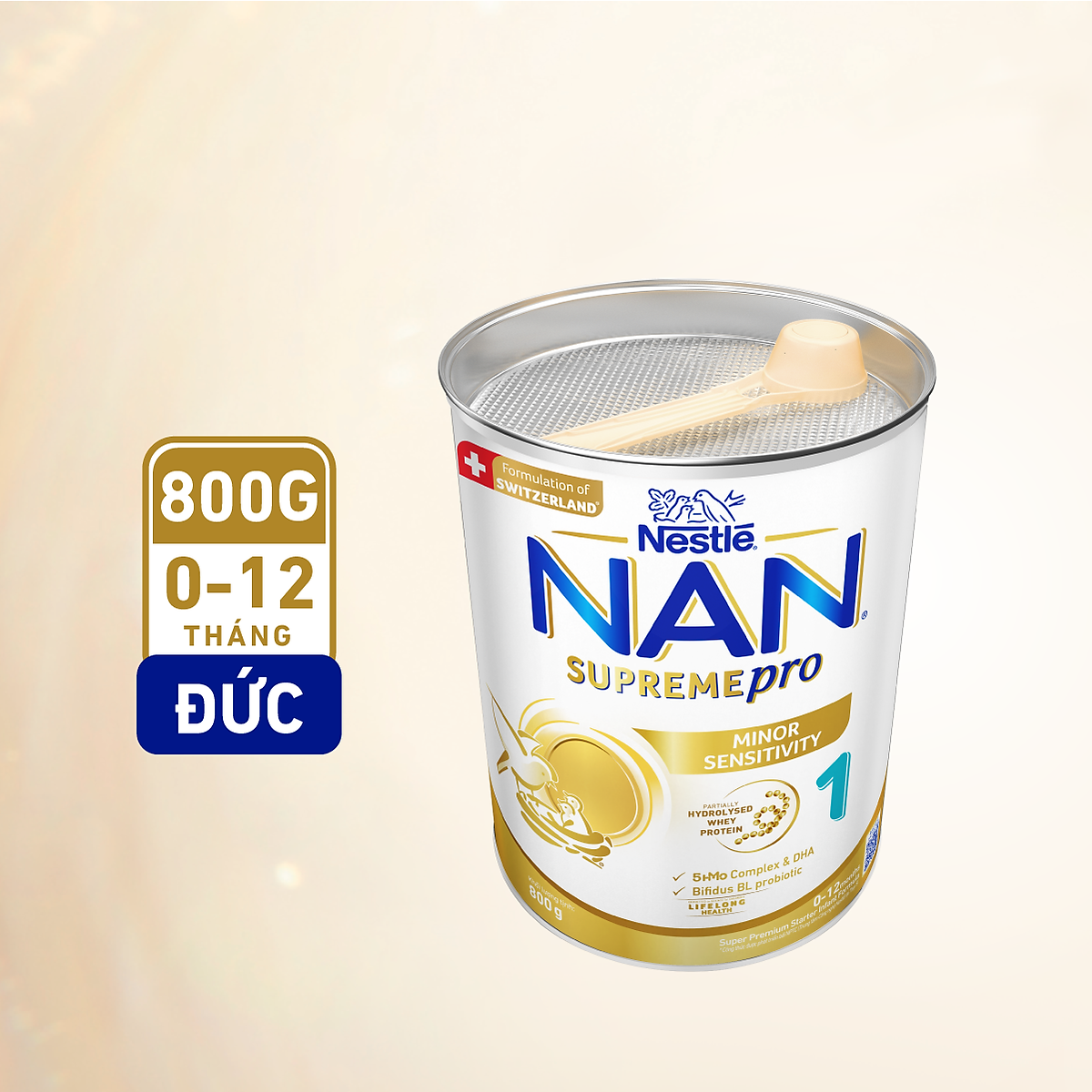 Sữa bột Nestlé NAN SUPREMEPRO 1 800g nhập khẩu Đức với 5HMO & đạm Gentle Optipro ( Dành cho trẻ từ 0 - 12 tháng tuổi)