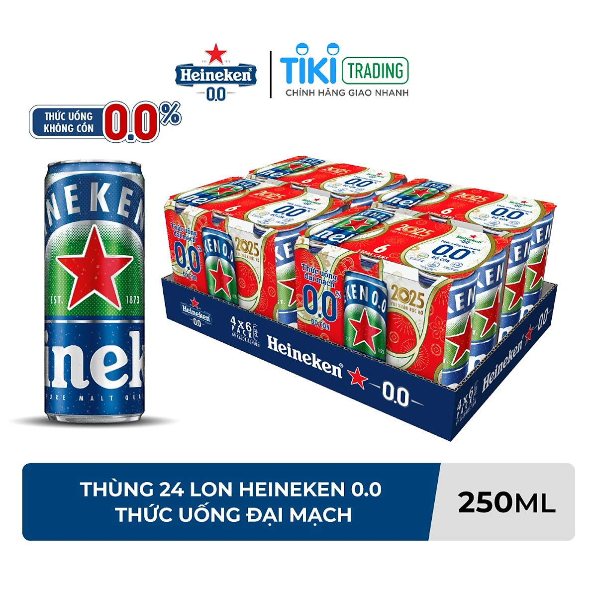 Thùng 24 Lon Thức Uống Đại Mạch Heineken 0.0 330ml