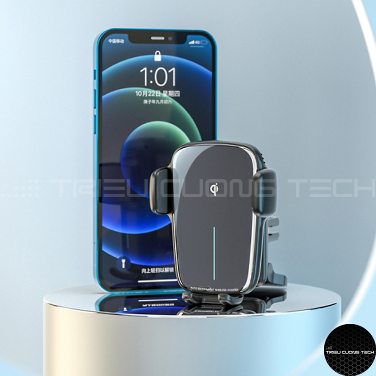 Giá Đỡ Điện Thoại Ô Tô Cảm Ứng Cao Cấp Hỗ Trợ Sạc Thông Minh Qi - Sử Dụng Ngang Dọc - Tặng Kèm Đế Hít – Hàng Chính Hãng